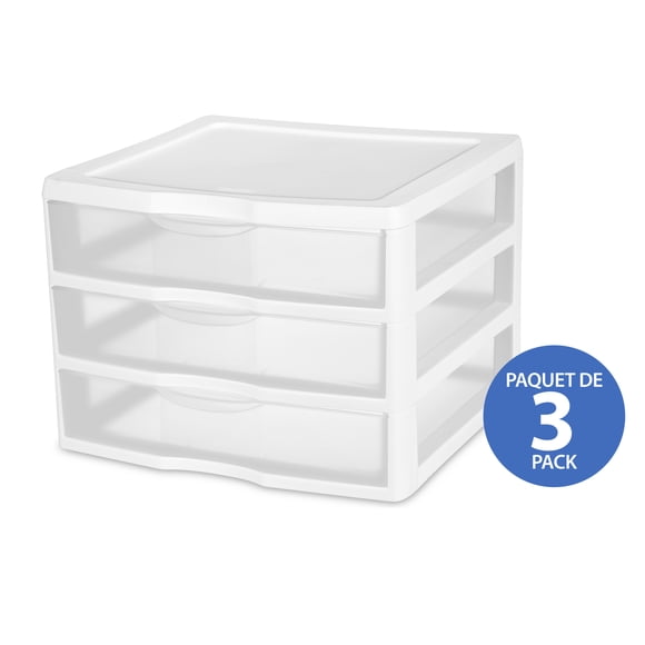 Sterilite Wide 3 Drawer Unit - 3 Pk
