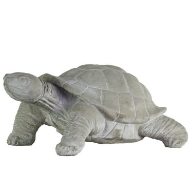 Urban Trends Cement Standing Turtle Figurine with Head Turned to the Side Concrete Finish Gray