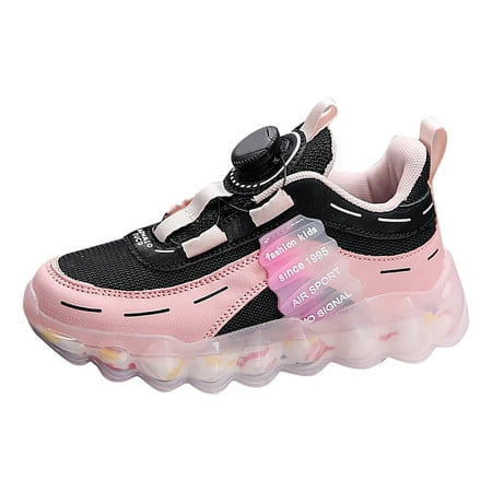 

YTIANH Non Slip Shoes Toddler Boys Trendy Breathable Mesh Light Up Running Shoes With Assorted Colors Black 33