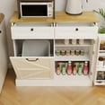 thumbnail image 6 of Storage Cabinet With 2 Drawers, Tilt Out Trash Can Cabinet With 1 Door With Storage Rack & 2 Shelves, Dog Proof Garbage Can Cabinet For Living Room Kitchen, 6 of 8
