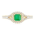 thumbnail image 4 of Rosec Jewels Emerald Engagement Ring with Split Shank (AAA Quality) - Princess Cut Emerald Ring with Diamond - with Jewelry Box, 14K Yellow Gold, US 6.50, 4 of 8