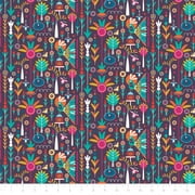 Birds of Paradise Jungle Purple 100% Cotton Fabric Sold by the Yard