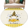 thumbnail image 2 of Round Area Rug 6ft,Farm Honeybee Gnome Washable Carpet Non-Slip Runner Accent Rugs Indoor Floor Mat for Bedroom Living Room Decor,Daisy Flower Yellow Buffalo Plaid, 2 of 9