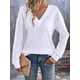thumbnail image 4 of Blusas de Punto Gofre para Mujer, Blusas Casuales de Larga con Farol, Cuello en V, Camisetas Oversize. XXL, 4 of 8