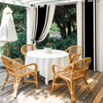 thumbnail image 2 of 2 Panels Outdoor Curtains for Patio Waterproof 54"x95" Black Vintage Weatherproof Privacy Outsides Curtains, Geometric Stripes Simple Lines Grommet Thermal Drapes for Cabana Porch Pergola, 2 of 8