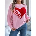 thumbnail image 5 of Valentine'S Day Sweater for Women Heart Woven Knitted Pullover Long Sleeve Woven Knitted Casual Sweater Pink S, 5 of 9