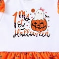 thumbnail image 4 of HCNTES My 1st Halloween Baby Girl Outfits Letter Pumpkin Print Romper Suspender Skirts Headband Socks(Beige#1,1-3 Months), 4 of 5