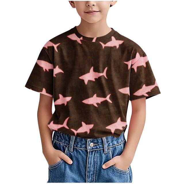 COM1950s Robe à Manches Courtes, Chemise Tendance pour Enfant T-Shirt Imprimé Col Rond Confortable Ample T-Shirt Blouse à Manches Courtes Hauts Décontractés