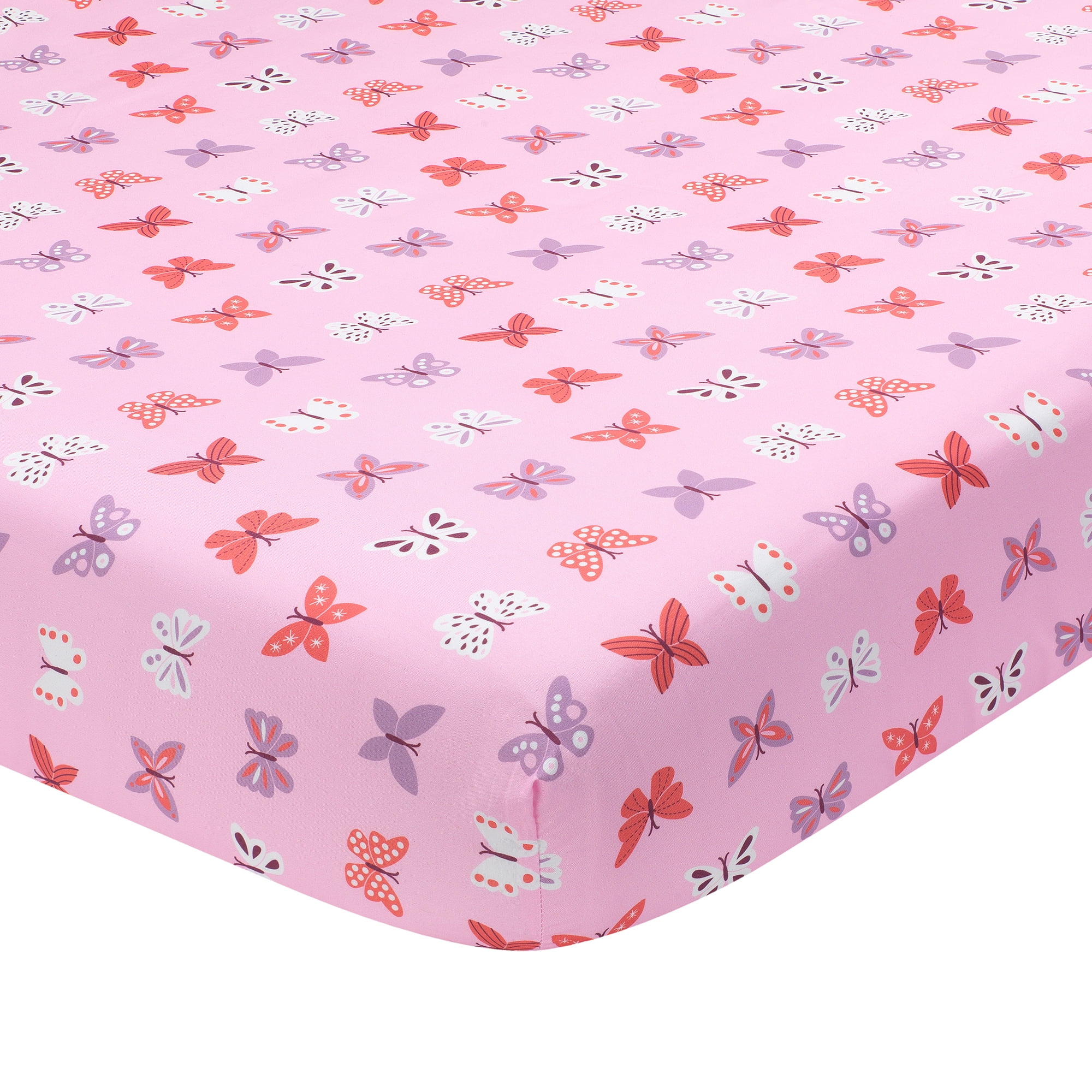 Bedtime Originals Magic Garden Pink Lavender Butterfly Fitted Crib Sheet Walmart Com Walmart Com
