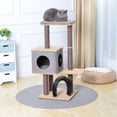thumbnail image 4 of PetPals 42" 3-Level Gray Cat Condo Wooden Medium Cat Tree with Grooming Brush Scratching Post Tower with Plush Perches Big Adult Cats with Free LED-Ball, 4 of 7