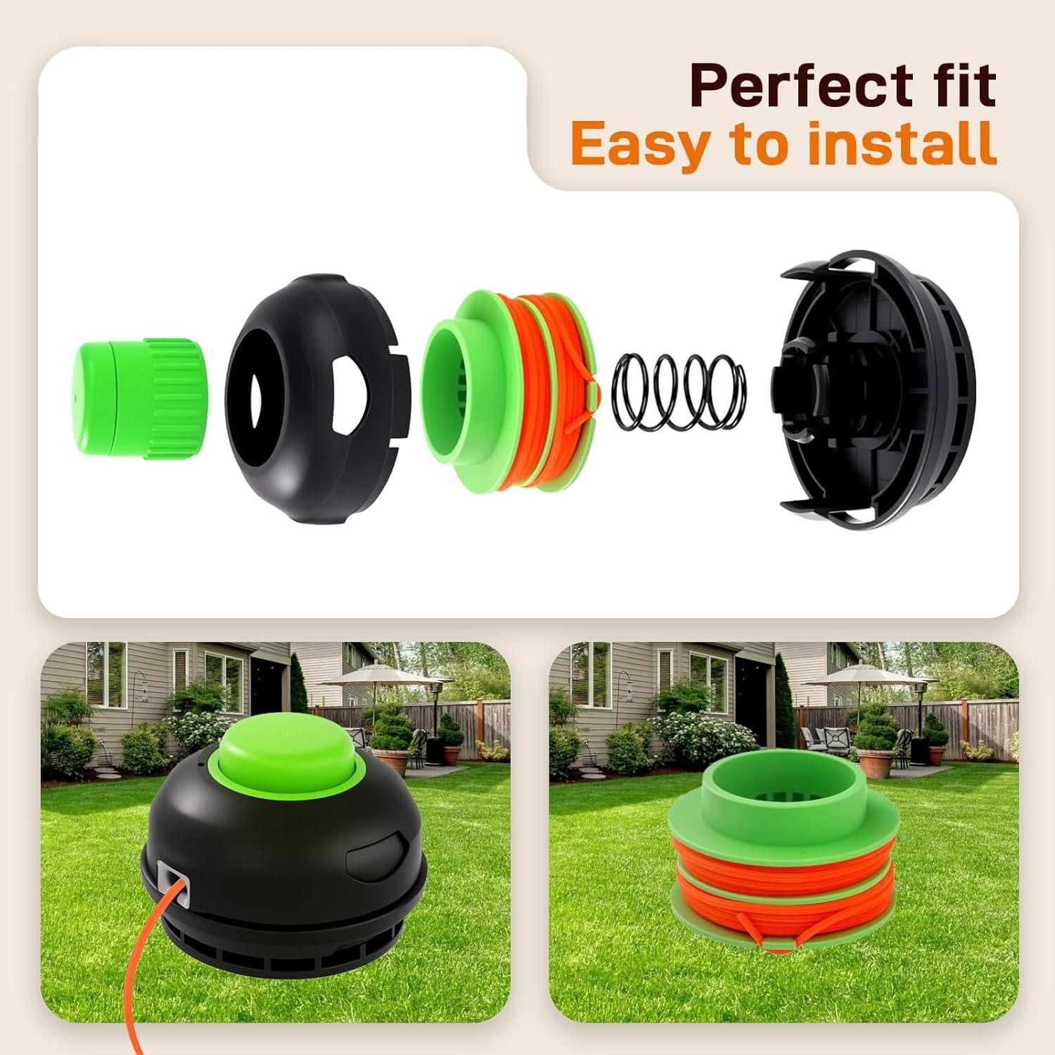 OWNTIDE AH1300 Trimmer Head for EGO Power+ ST1500, ST1500F, ST1500-S, ST1500SF, ST1500XY - Pre-Wound 0.095" Line Spool Replacement