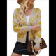 thumbnail image 2 of Cárdigan con Estampado de Leopardo para Mujer, Cuello en V, Larga, Bloque de Color, Suéter con Botones, Prenda Exterior Albaricoque XL, 2 of 10