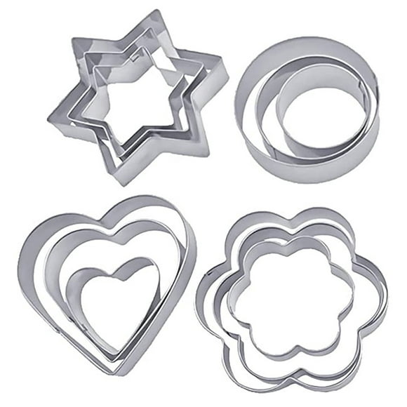 jovati 12Pc Cookie Cutter Cutting of Biscuits in Stainless Steel Forms Biscuits Flower