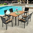 thumbnail image 1 of Gymax 7PCS Rattan Outdoor Dining Set Patio Furniture Set w/ Wooden Tabletop, 1 of 10