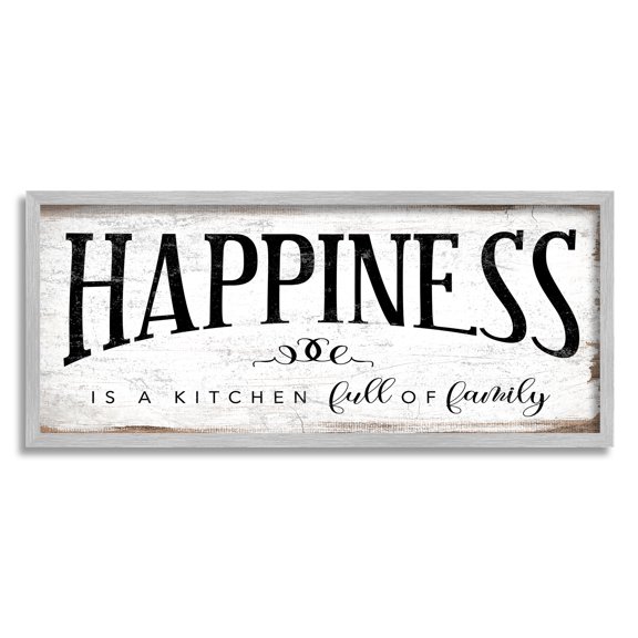 Stupell Home Décor Industries Happiness is Kitchen Full of Family Rustic Sentiments, 10 x 24, Designed by Daphne Polselli