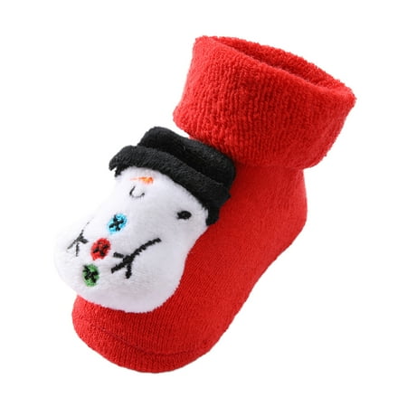 

Yubnlvae Christmas Socks Baby Socks Cotton With Rubber Animal Print Pattern Warm Socks D