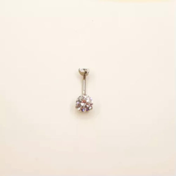 K-KED G23 Titanium 14G Belly Button Ring Navel Cubic Zircon Body Piercing Jewelry-Clear
