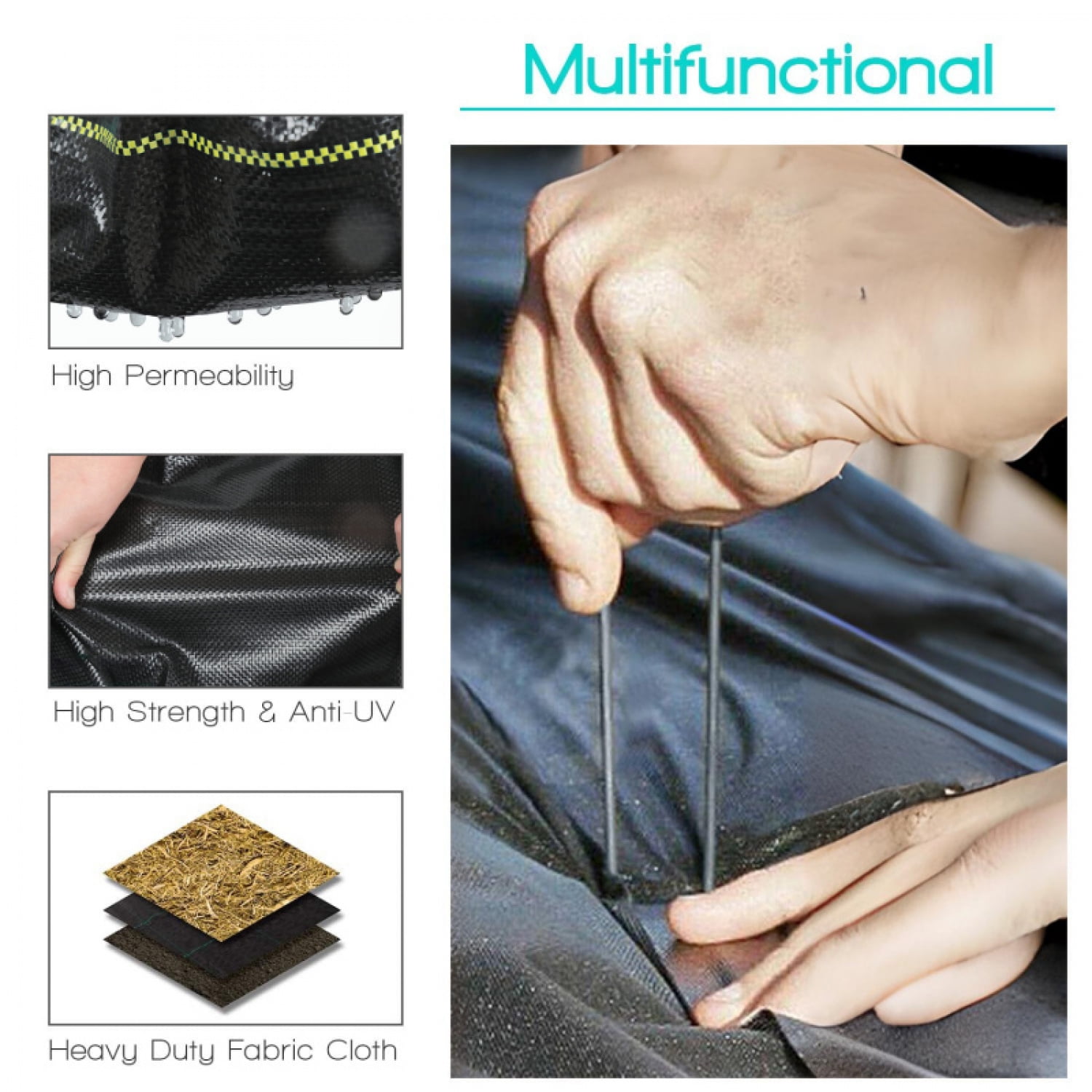 4'X50' Black HDPE 70 Gram Premium Weed Barrier Fabric Heavy Duty Landscape Fabric for Garden Vegetable Beds Pathways