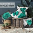 thumbnail image 2 of Flower Throw Pillow Covers Teal Gray Decorative Couch Pillow Covers Sofa Bed Square Floral Summer Outdoor Pillow Covers Turquoise Rose Linen Farmhouse Pillow Cases Set of 4 18x18 (Teal Gray), 2 of 6