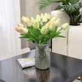 thumbnail image 3 of 10-Heads Home Decoration Mini Tulip Real Touch Tulip Artificial Flowers Bouquets (Dark Teal), 3 of 5