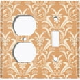 thumbnail image 2 of Metal Light Switch Plate Outlet Cover (Victorian Damask Flower Feather Tan Pattern - Single Duplex Single Toggle), 2 of 2