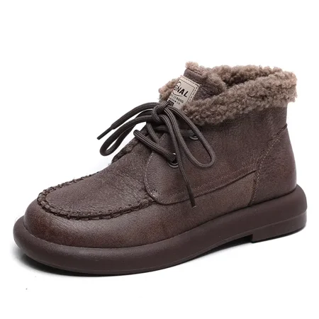 

Women‘s Warm Thermal Platform Ankle Boots Solid Color Lace Up Shoes Women‘s Footwear