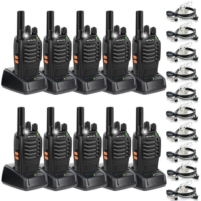 Radios Walkie Talkies Retevis H-777 de 2 vías con auricular (paquete de 10)