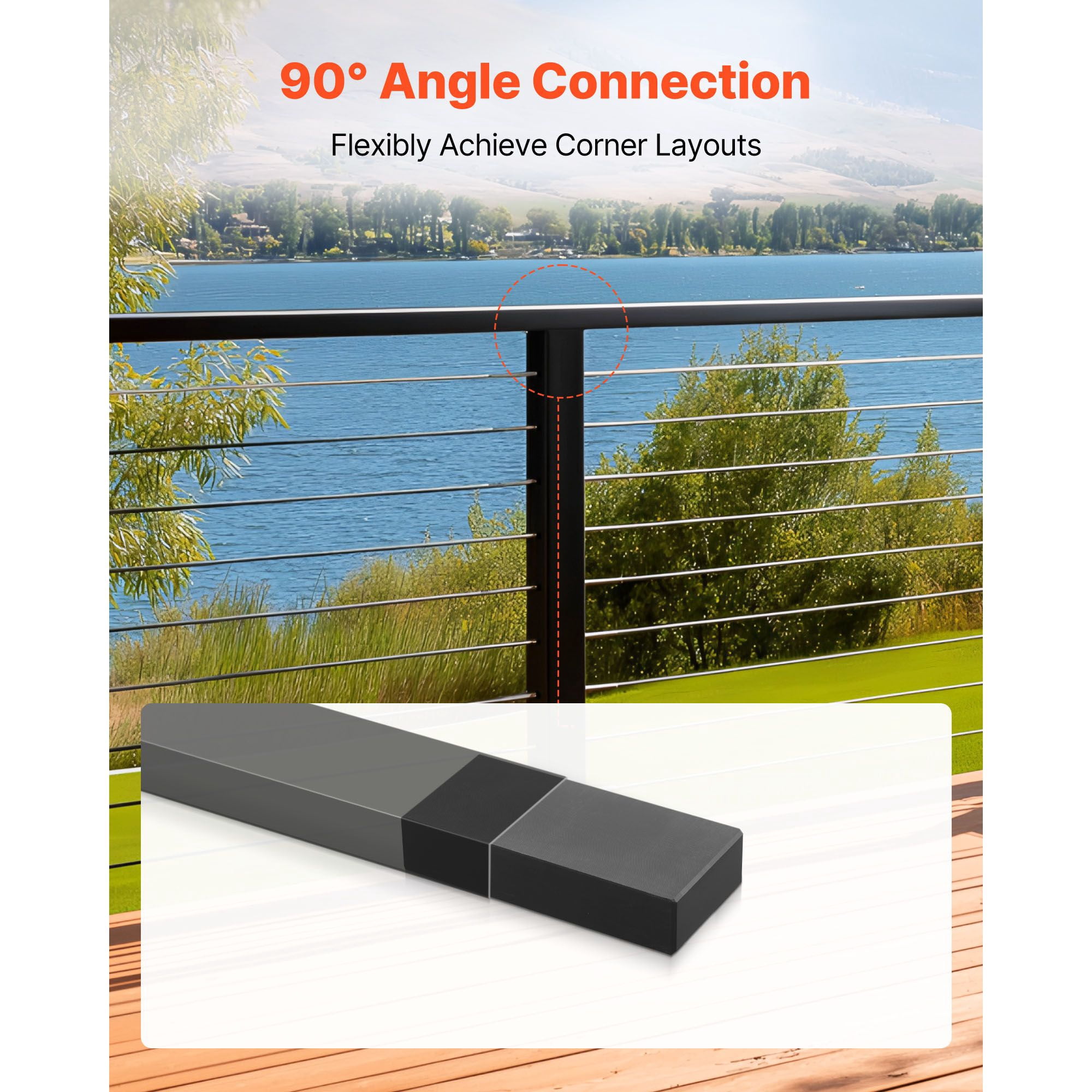 180° Horizontal Handrail Railing Connector, Universal Fit 3.94x1.81x0.85in, Seamless Extension Secure Connection for Stair Deck Railing System