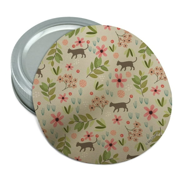 Cats and Flowers Round Rubber Non-Slip Jar Gripper Lid Opener