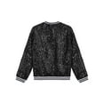 thumbnail image 3 of Rswnyirn Kids Girls Sequin Bomber Jacket Sparkle Long Sleeve Zipper Party Jacket Outwear Coat Black 6, 3 of 7