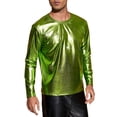thumbnail image 5 of INSPIRE CHIC Camisetas de Hombre Cuello Redondo de Manga Larga Brillante Talla S Amarillo Verde, 5 of 5
