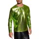 thumbnail image 5 of INSPIRE CHIC Camisetas de Hombre Cuello Redondo de Manga Larga Brillante Talla S Amarillo Verde, 5 of 5