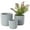 Gray Geometric Round S/3 7", 6", 4"H, variant on DecMode 7", 6", 5"W Cream Ceramic Geometric Planter with Layered Square Shaped Grooves (3 Count)