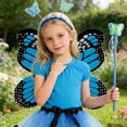 thumbnail image 5 of Wuxian Girls Toddler Skirts Sets Solid Color High Waist Tutu Skirt With Headband Wings Wand Stage Performance Dress Up Party 4 Piece Clothes Outfits Trendy Casual Streetwear,Blue,4-12 Years, 5 of 6