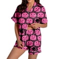 thumbnail image 2 of XIYON Halloween Pajamas Women Pumpkin Short Sleeve Sleepwear 2 Piece Button Down Top and Shorts Pajama Set Cozy Loungewear for Daily Wear, 2 of 6