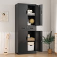 thumbnail image 6 of Metal Storage Cabinet, 71" H x 28" W x 16" D Locking Storage Cabinet with Adjustable Shelves and One Drawer, Steel Cabinet for Office, Garage, Home, School, Utility (Black), 6 of 6