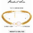 thumbnail image 4 of czcpp-Pearl Chunky Choker Necklace Gold Cuban Link Collar Necklaces Prom Rave Neck Chain for Women, One Size, Metal, Pearl, 4 of 4