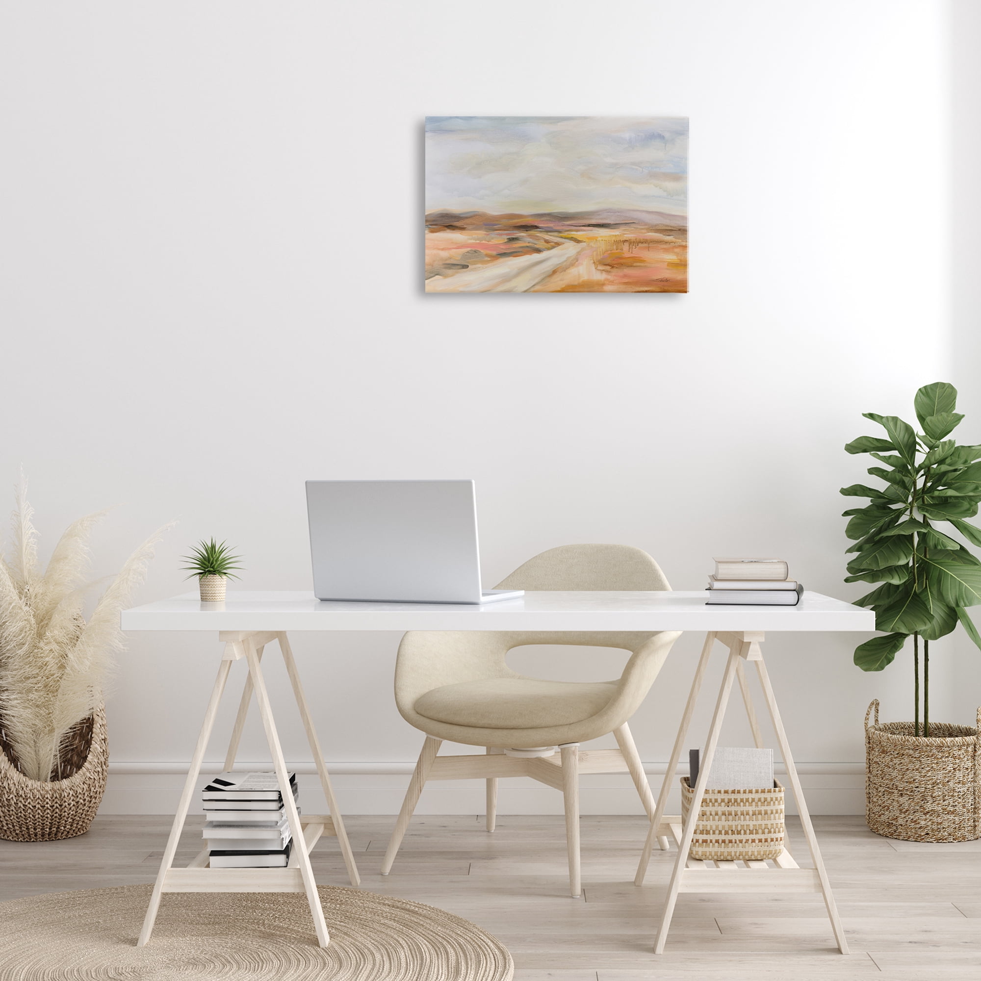 Stupell Industries White Desert Road Landscape & Nature Painting Wrapped Canvas Art Print Wall Art, 24 x 16