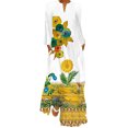 thumbnail image 2 of Robes d'Invité de Mariage pour Femmes Aguichant Robe Longue Imprimée Numérique Col en V avec Poches Robe à Manches Longues Robe à Manches Longues en Liquidation, 2 of 5