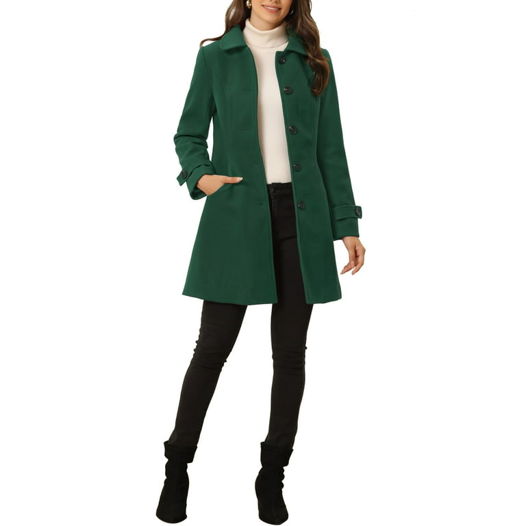 Dark green peacoat store women's
