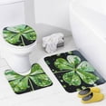 thumbnail image 4 of 4 Pcs Shower Curtain Sets Lucky Green Clover with Rugs Include Waterproof Shower Curtain Non-Slip Rug Toilet Lid Cover Bath Mat Clover Lucky 12 Plastic Hooks for Bathroom Decor Set 72inch X 72inch, 4 of 8