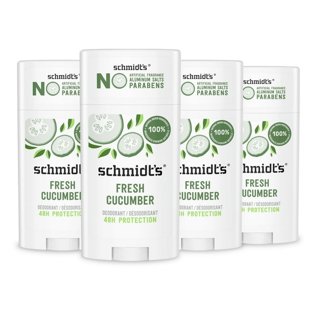Desodorante Schmidt's Fresh Cucumber, 75 ml, 4 unidades, sin aluminio