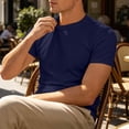 thumbnail image 5 of IYTR Mens Soft Tshirts Short Sleeve T-Shirt Slim Fit Crew Neck Solid Color Basic Soft Cotton Daily Wear Casual Essential Top (Navy,XL), 5 of 9