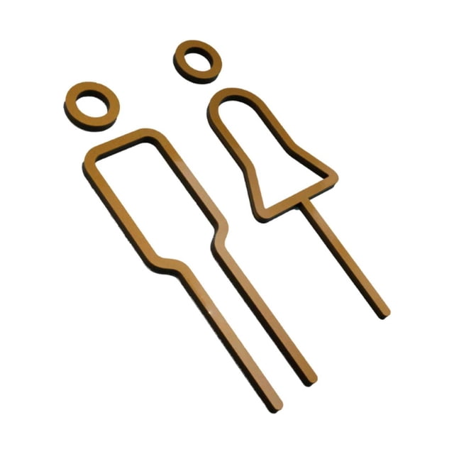 Letrero de baño para hombre y mujer, adhesivo ligero, acrílico, símbolo de baño. oro