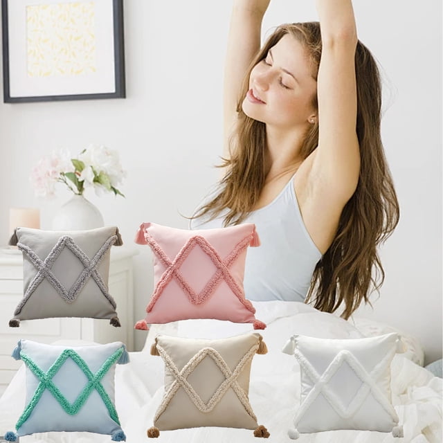Cojín de silla de oficina - Amortiguador cuadrado de 45x45 cm con funda de poliéster - Suave y de soporte para escritorio, taburete o suelo - Blanco, rosa, gris, verde, caqui