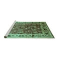 thumbnail image 2 of Ahgly Company Machine Washable Indoor Square Oriental Turquoise Blue Industrial Area Rugs, 7' Square, 2 of 4