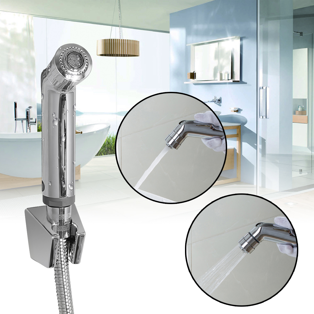 2 Function Handheld Bidet Toilet Adapter Shower Sprayer Wall Bracket