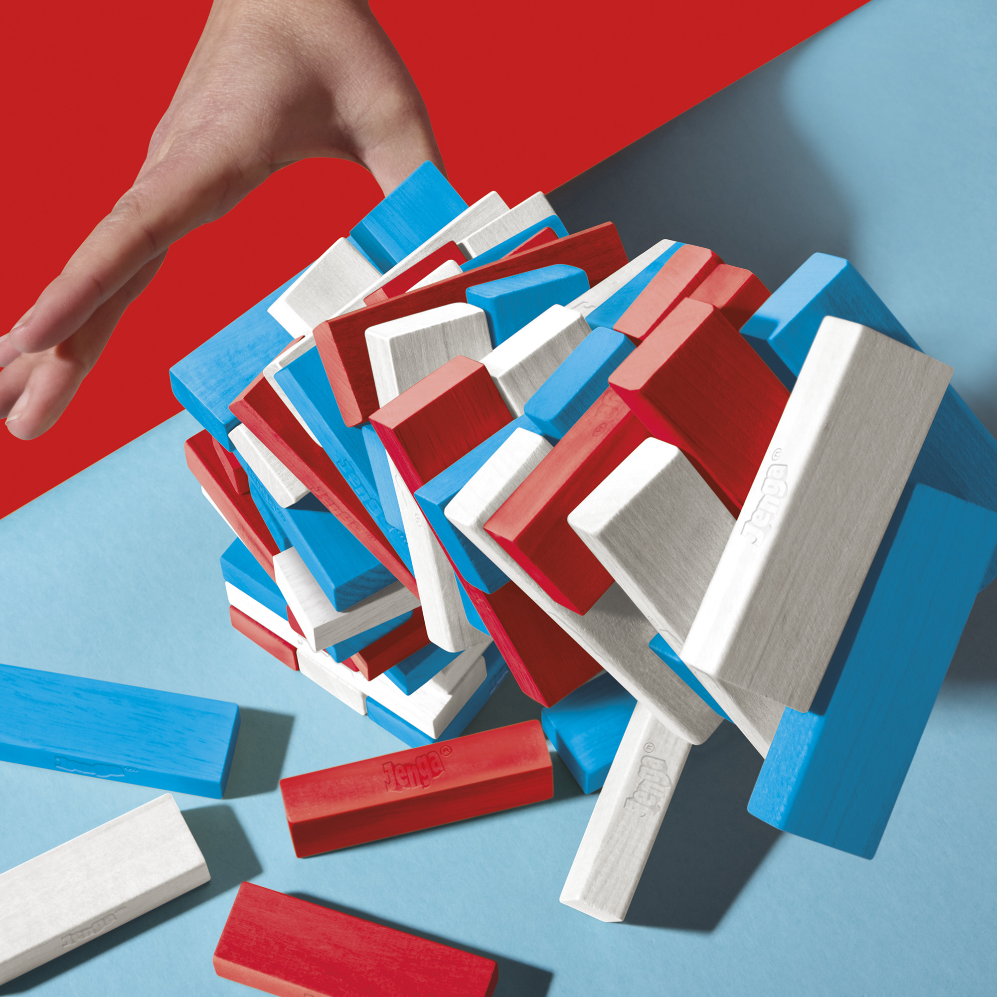 Hasbro Jenga Stacks and Stripes Wooden Block Game photo 6