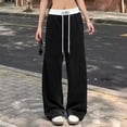 thumbnail image 4 of Straight Leg Sweatpants for Women Drawstring Pocket Elastic Waist Casual Sports Fitness Travel Lounge Pants, 4 of 5