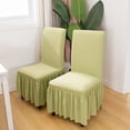 thumbnail image 6 of Chair Cover for Dining Room,Stretch Chair Slipcover with Skirt Furniture Protector Washable Non-slip Jacquard Parsons Chair Protector for Wedding Restaurant Banquet Decor-2 Pcs-light green, 6 of 9